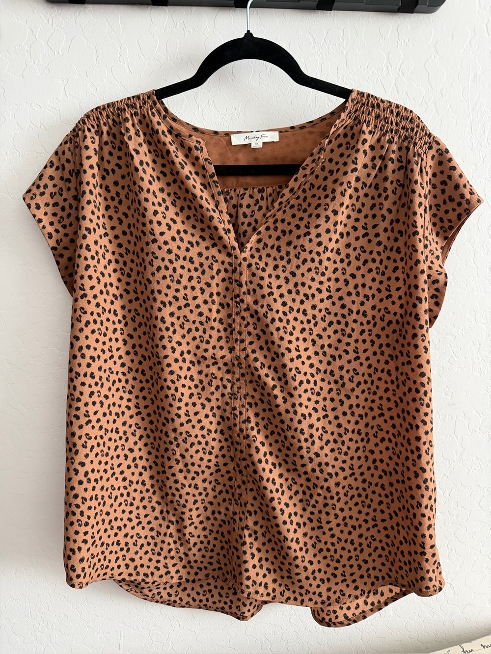 Rust Brown Animal Spot Cap Sleeve Blouse